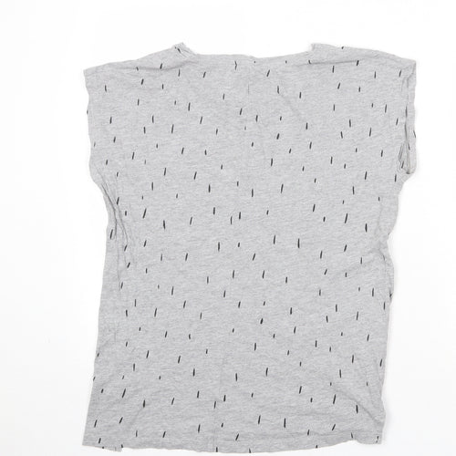 Anthem Womens Grey Geometric Cotton Basic T-Shirt Size M Round Neck