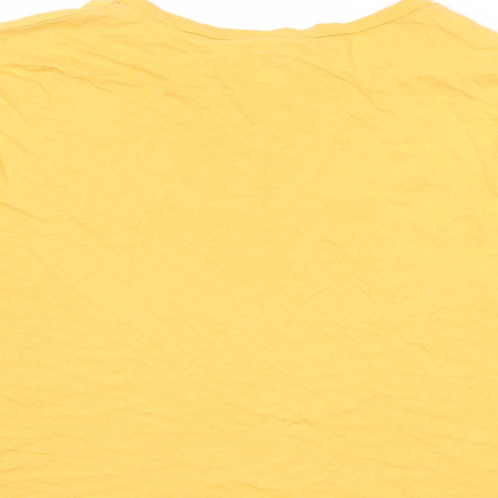 New Look Womens Yellow 100% Cotton Basic T-Shirt Size 12 Round Neck - To The Moon And Back