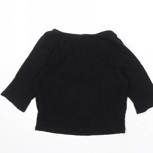 H&M Womens Black Viscose Basic T-Shirt Size M Scoop Neck