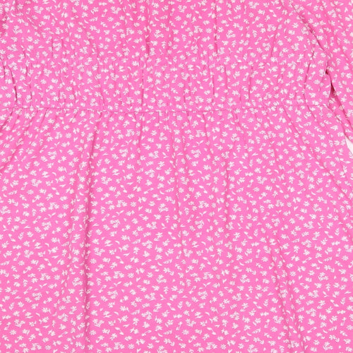 Divided by H&M Womens Pink Floral Polyester A-Line Size XL Off the Shoulder Pullover