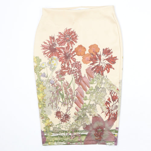 Marks and Spencer Womens Multicoloured Floral Polyester Straight & Pencil Skirt Size 8