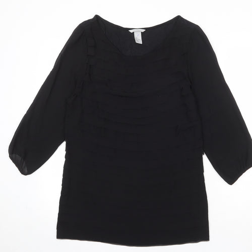 H&M Womens Black Polyester Basic Blouse Size L Round Neck