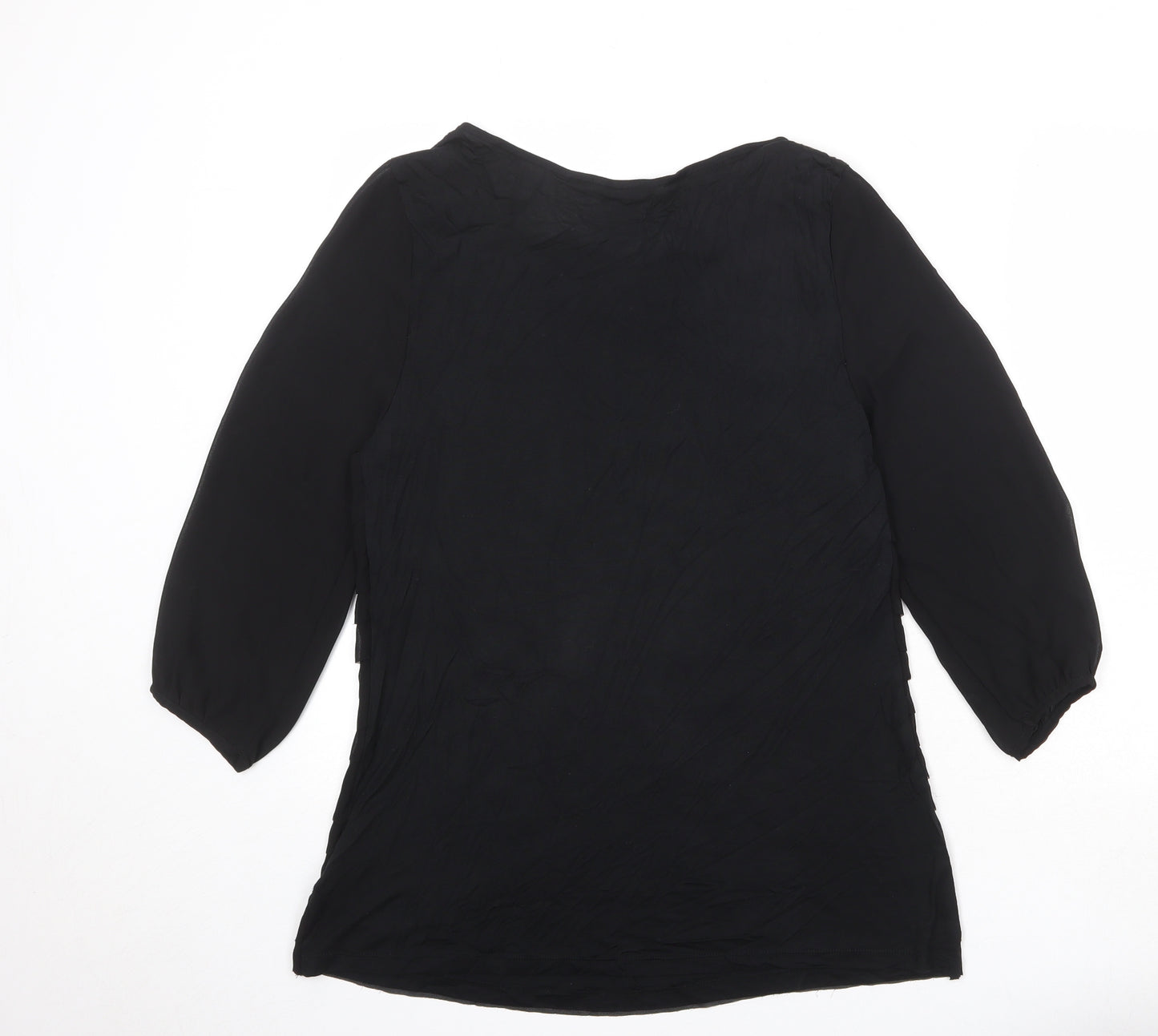 H&M Womens Black Polyester Basic Blouse Size L Round Neck