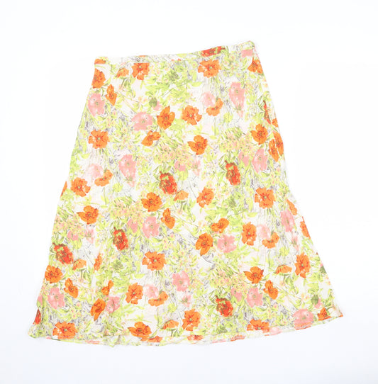 Marks and Spencer Womens Multicoloured Floral Viscose Swing Skirt Size 12 Zip