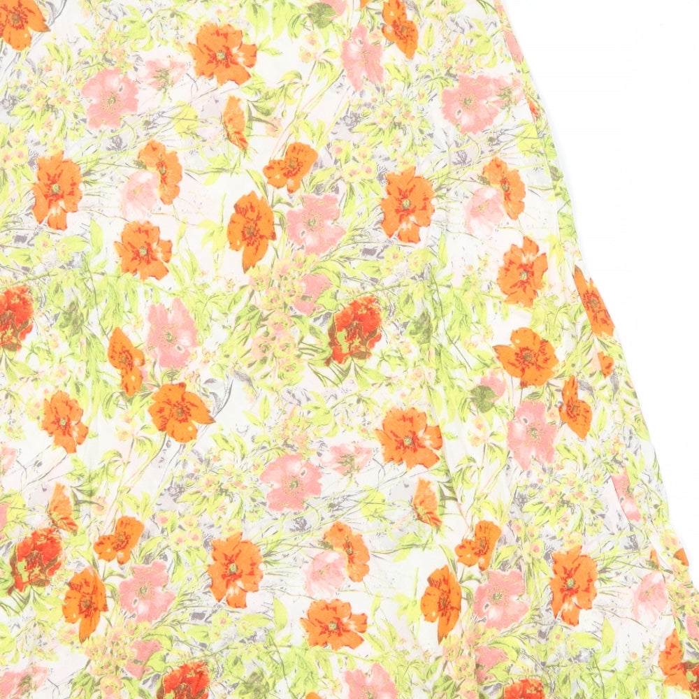 Marks and Spencer Womens Multicoloured Floral Viscose Swing Skirt Size 12 Zip