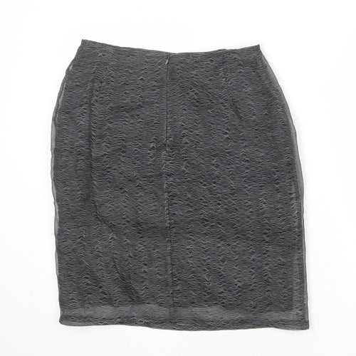 Zapa Womens Grey Geometric Polyester A-Line Skirt Size 14 Zip