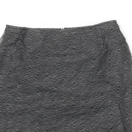 Zapa Womens Grey Geometric Polyester A-Line Skirt Size 14 Zip
