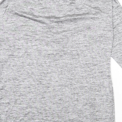 Marks and Spencer Womens Grey Geometric Polyester Basic T-Shirt Size 14 V-Neck