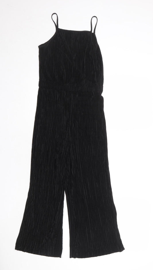 Dorothy Perkins Womens Black Polyester Jumpsuit One-Piece Size 6 Button - Plisse