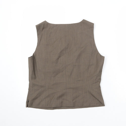 Kasper Womens Brown Polyester Basic Tank Size 10 V-Neck