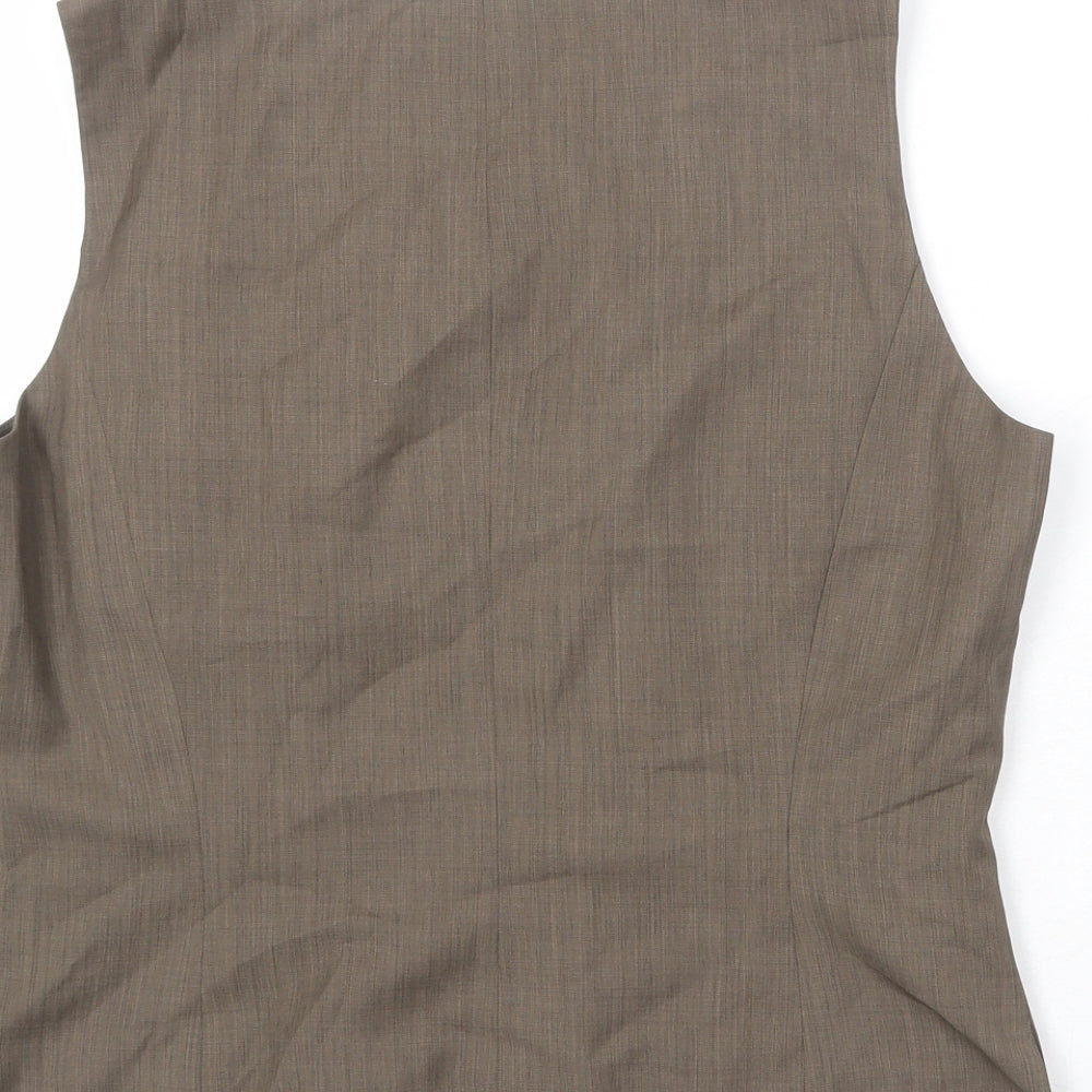 Kasper Womens Brown Polyester Basic Tank Size 10 V-Neck