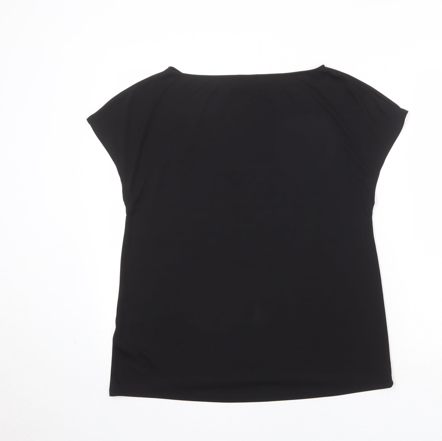 Per Una Womens Black Polyester Basic T-Shirt Size 10 Round Neck