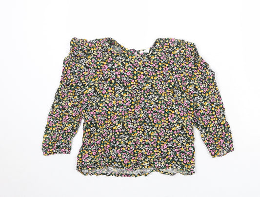 NEXT Girls Multicoloured Floral Viscose Basic Blouse Size 16 Years Round Neck Button