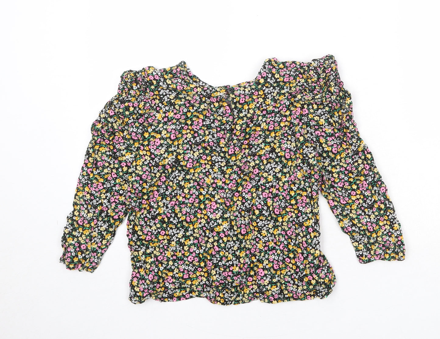 NEXT Girls Multicoloured Floral Viscose Basic Blouse Size 16 Years Round Neck Button