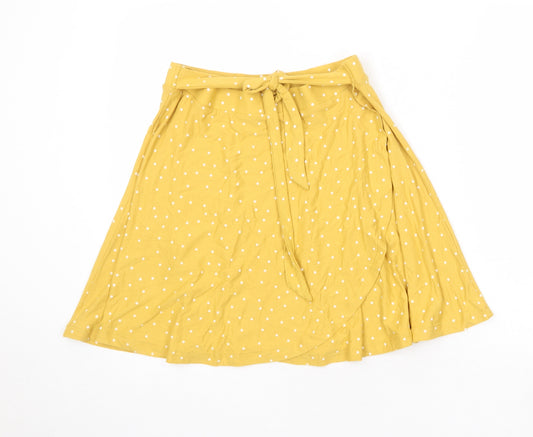 NEXT Womens Yellow Polka Dot Viscose Swing Skirt Size 14