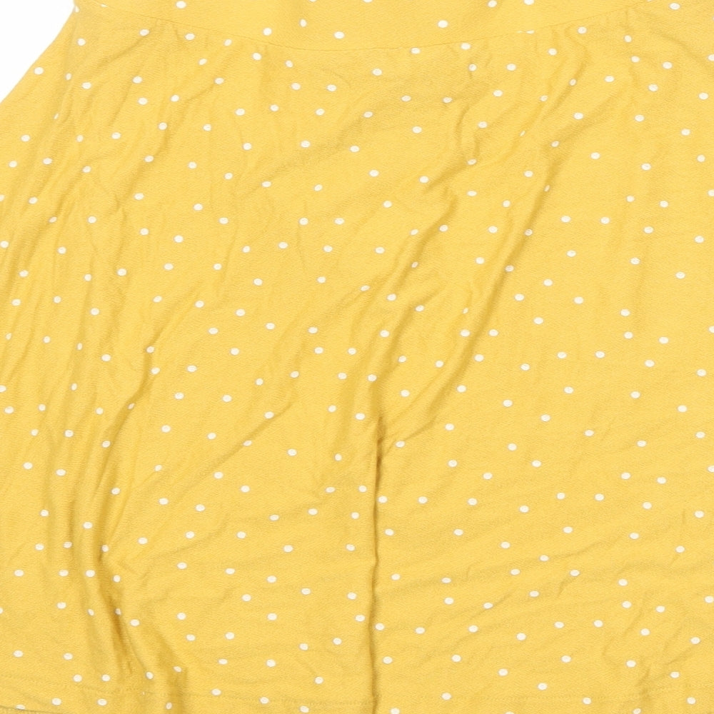 NEXT Womens Yellow Polka Dot Viscose Swing Skirt Size 14