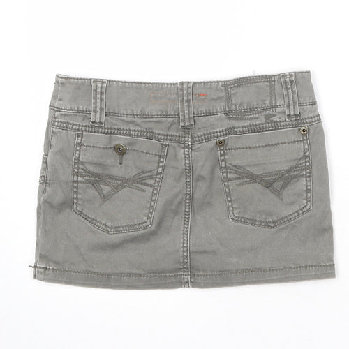 River Island Womens Grey Cotton Mini Skirt Size 8 Zip