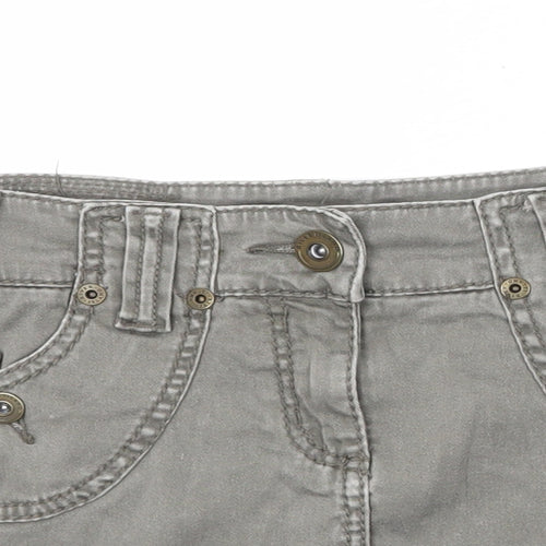 River Island Womens Grey Cotton Mini Skirt Size 8 Zip