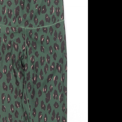 NEXT Womens Green Animal Print Polyester Cropped Leggings Size 10 Regular Pullover - Leopard Print