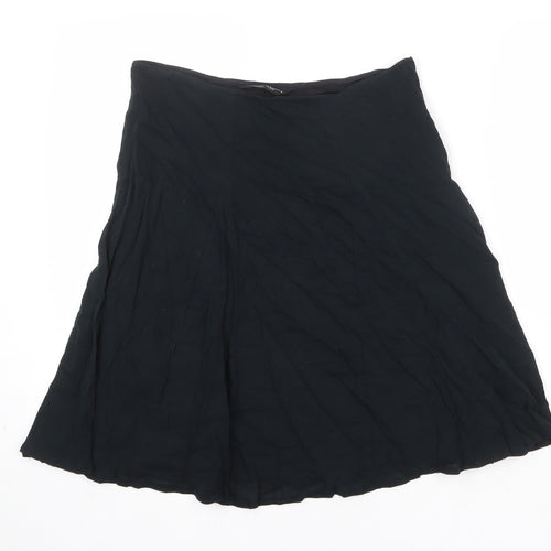 Dorothy Perkins Womens Black Cotton Swing Skirt Size 10 Zip