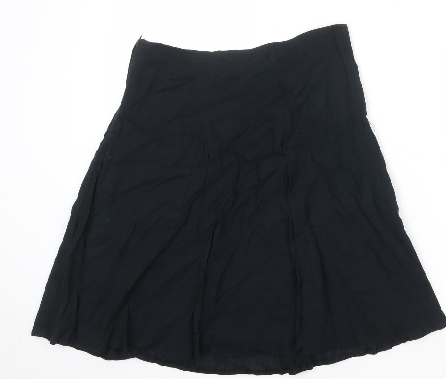 Dorothy Perkins Womens Black Cotton Swing Skirt Size 10 Zip