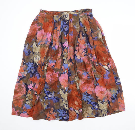 Mia Cassaria Womens Multicoloured Floral Viscose Peasant Skirt Size 16 Button