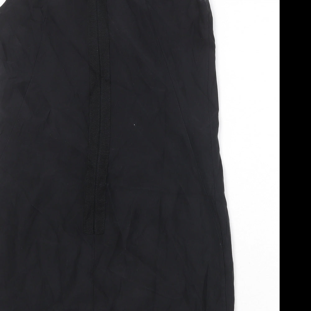 Warehouse Womens Black Silk Sheath Size 10 Round Neck Zip
