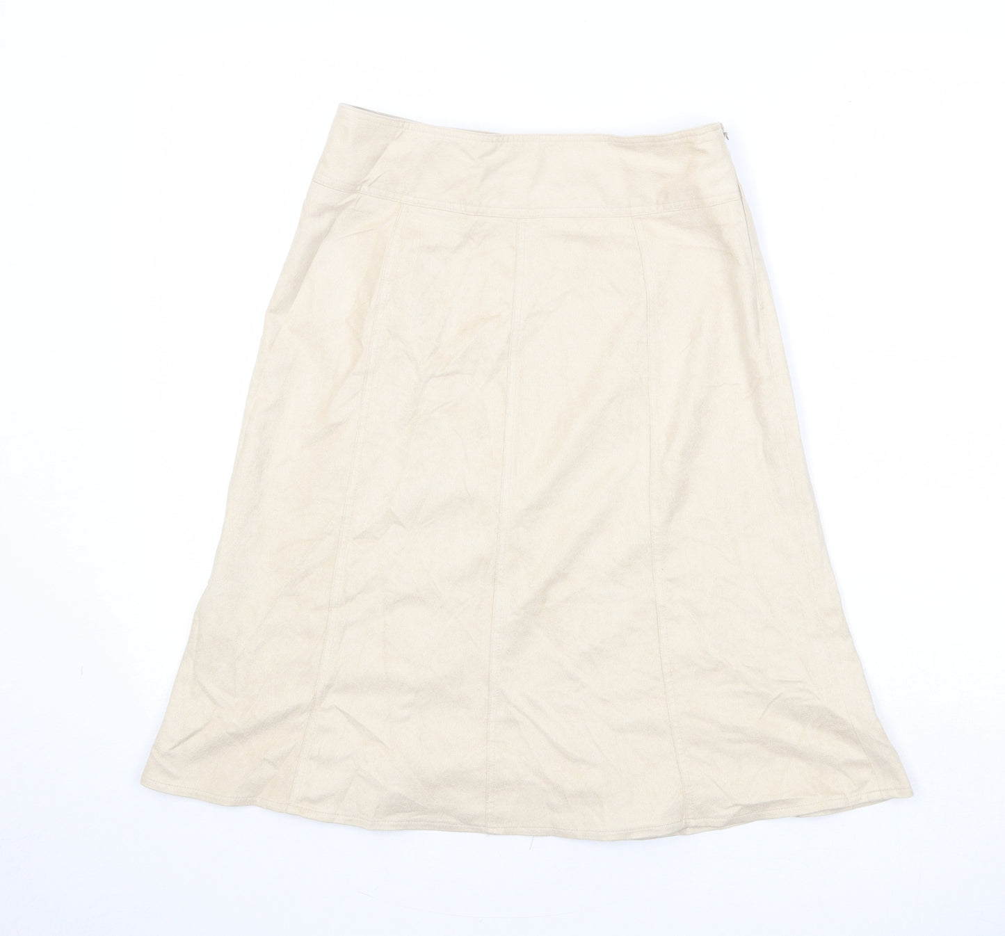New Look Womens Beige Polyester Swing Skirt Size 10 Zip