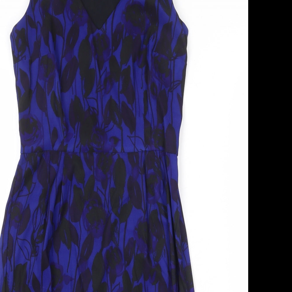 Phase Eight Womens Blue Geometric Polyester Shift Size 10 V-Neck Zip