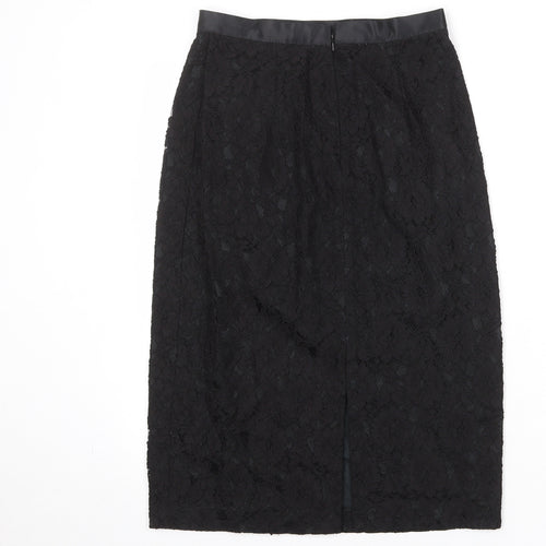 Entente Womens Black Geometric Viscose A-Line Skirt Size 12 Zip