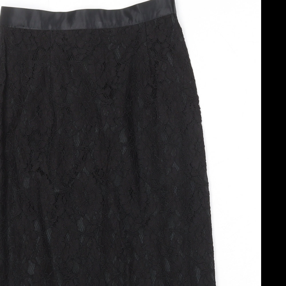 Entente Womens Black Geometric Viscose A-Line Skirt Size 12 Zip