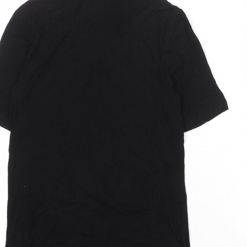 Select Womens Black Viscose Basic T-Shirt Size 12 Mock Neck