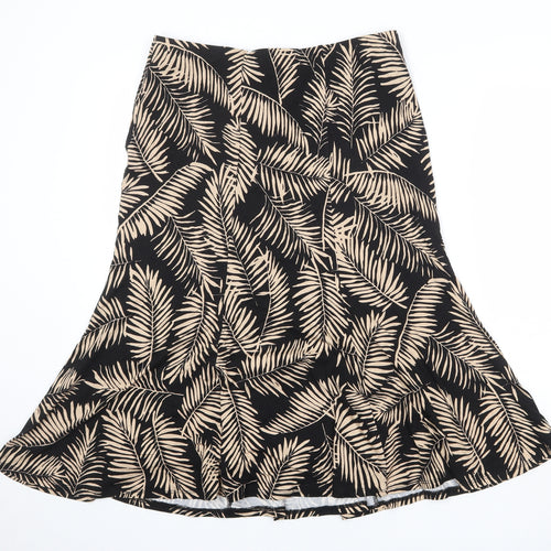 CC Womens Black Geometric Polyester Swing Skirt Size M - Leaf Pattern