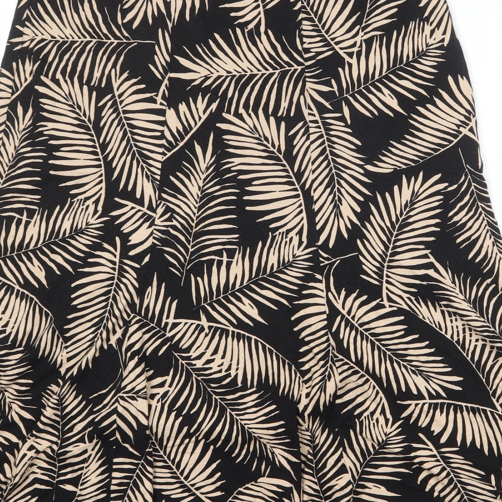 CC Womens Black Geometric Polyester Swing Skirt Size M - Leaf Pattern