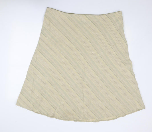 Equorian Womens Beige Striped Polyester A-Line Skirt Size 20 Zip