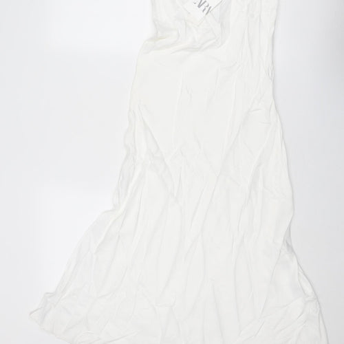 Zara Womens White Viscose Maxi Size M Off the Shoulder Zip