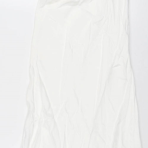 Zara Womens White Viscose Maxi Size M Off the Shoulder Zip