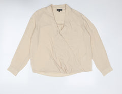 Topshop Womens Beige Polyester Basic Blouse Size 10 V-Neck