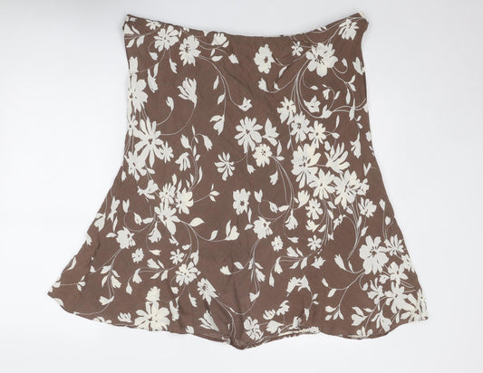 BHS Womens Brown Floral Viscose A-Line Skirt Size 22