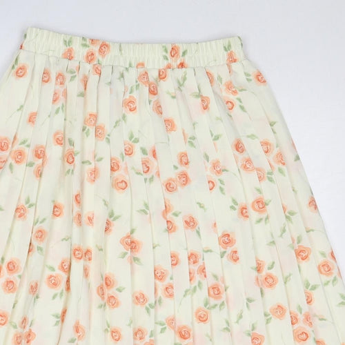 Debenhams Womens Ivory Floral Polyester Pleated Skirt Size 12