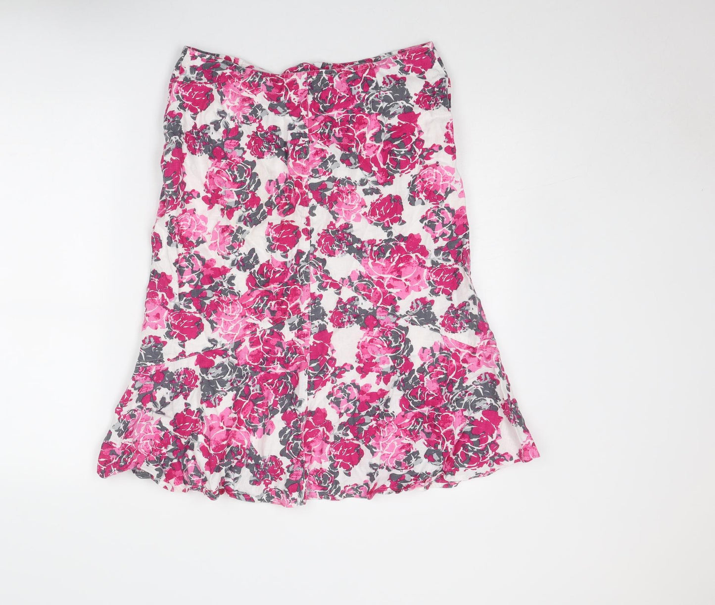 Tina Taylor Womens Pink Floral Linen A-Line Skirt Size 12 Zip