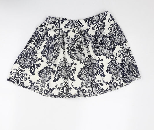 Boohoo Womens White Geometric Polyester Tulip Skirt Size 8