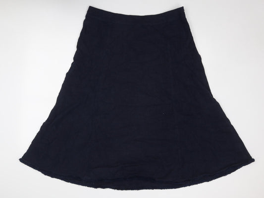 EAST Womens Blue Linen Swing Skirt Size 16 Zip