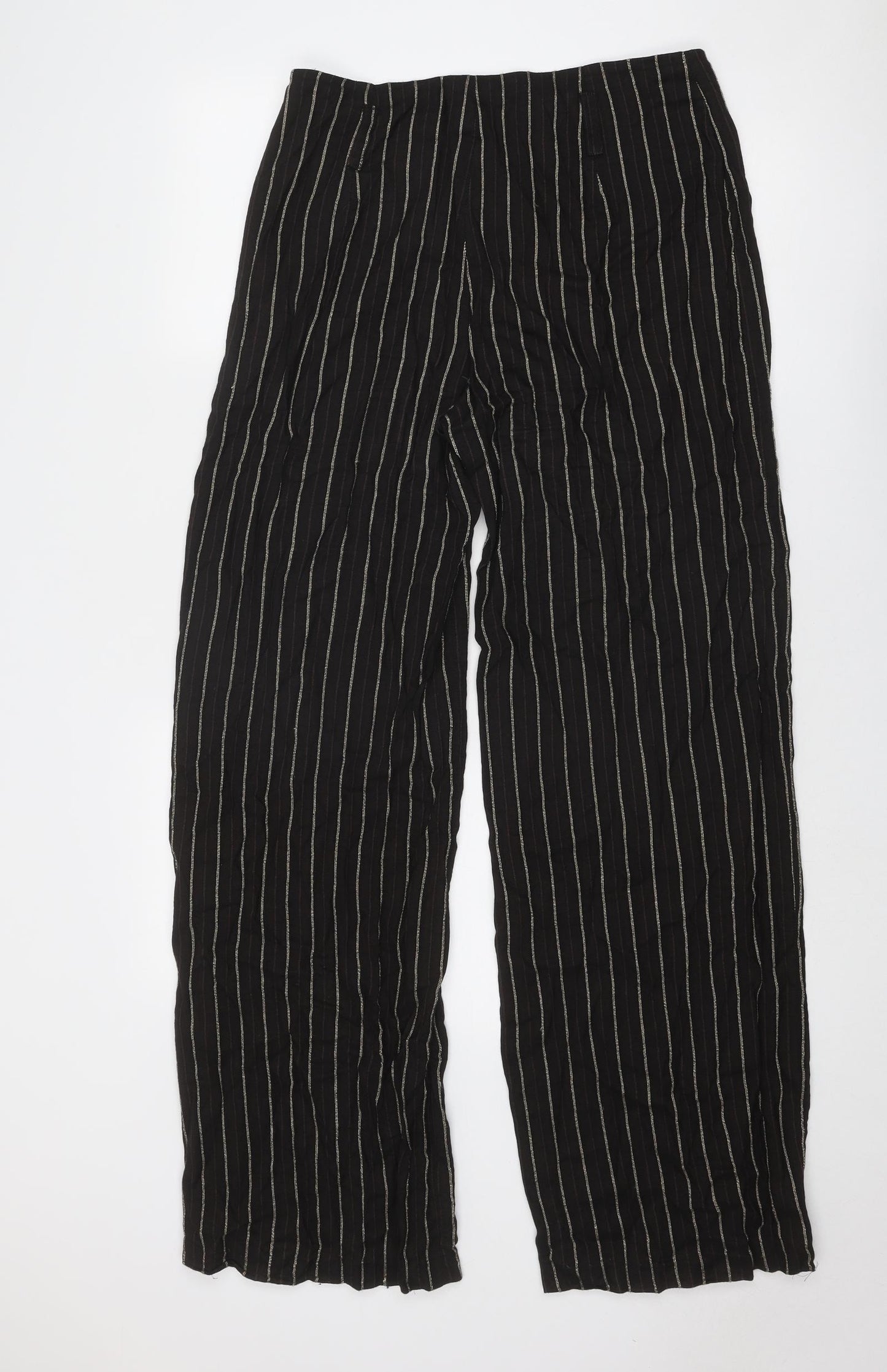 Rosie's Womens Brown Striped Polyester Dress Pants Trousers Size 14 Regular Zip