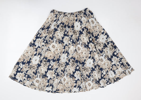 Afibel Womens Beige Floral Polyester Swing Skirt Size 16 - Size 16-18