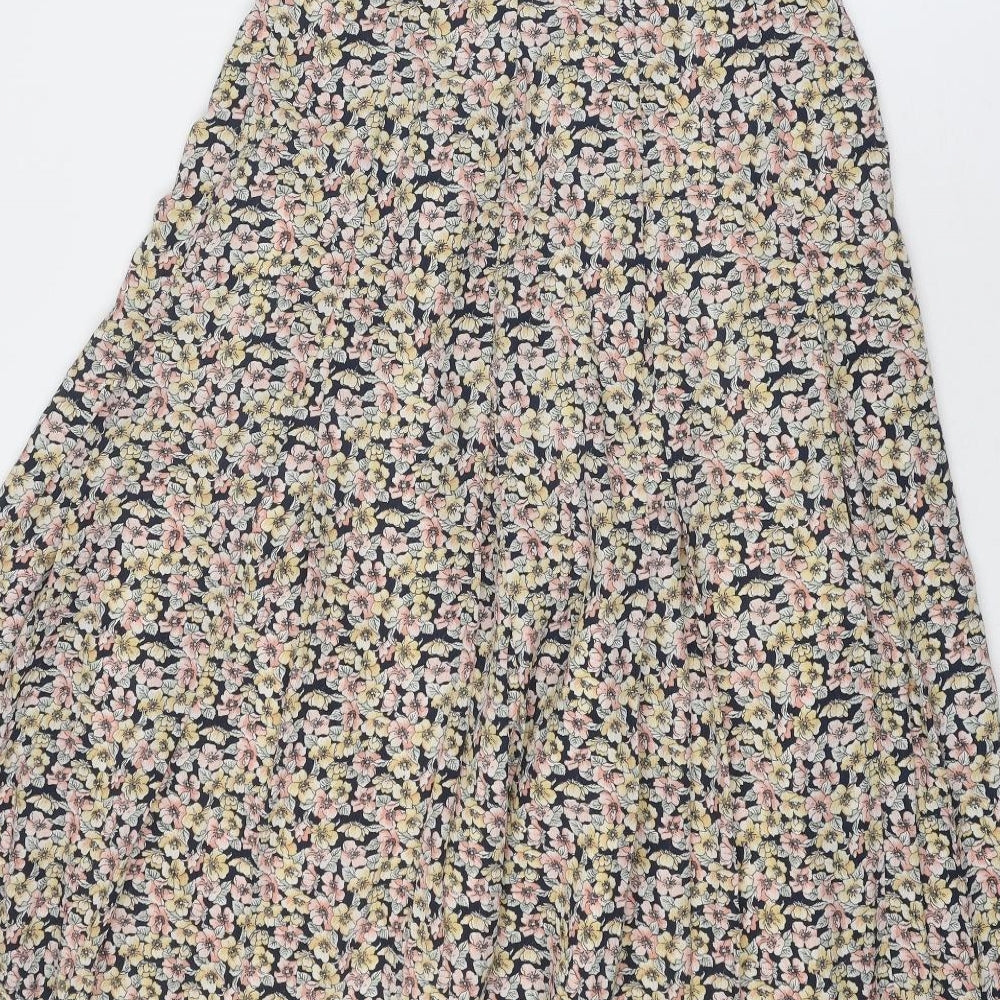 Viyella Womens Multicoloured Floral Polyester Pleated Skirt Size 12 Zip