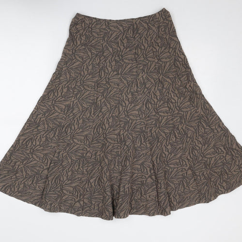 Per Una Womens Brown Geometric Polyester Swing Skirt Size 10 - Leaf Pattern