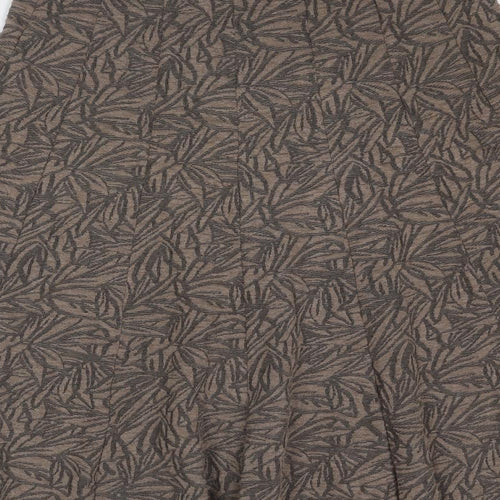 Per Una Womens Brown Geometric Polyester Swing Skirt Size 10 - Leaf Pattern