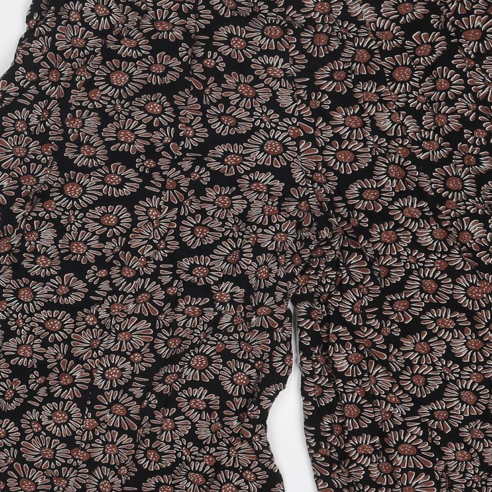 Jaba Womens Black Floral Polyester Harem Trousers Size 14 Regular Zip