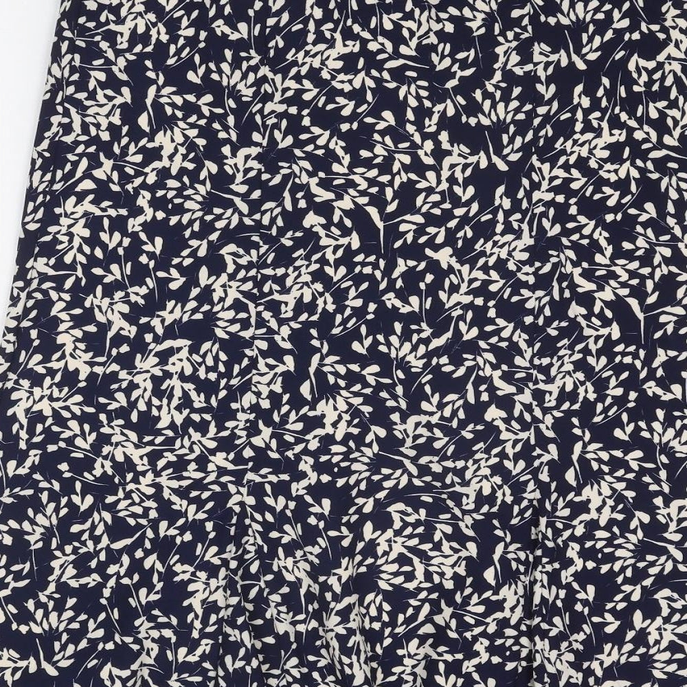 David Nieper Womens Blue Geometric Polyester Swing Skirt Size 14 - Leaf Pattern